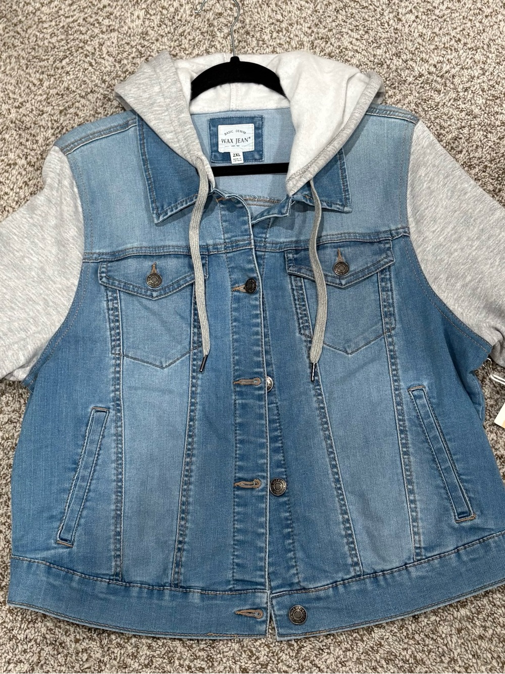 Wax Jean women's Light Blue Denim Hooded Jacket. FLEECED line
